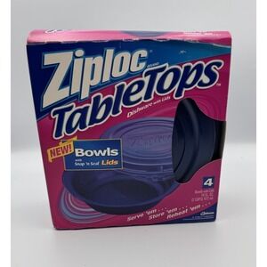 Ziploc Tabletops 16oz Bowls With Lids 4 Pack Vintage - New Open Box